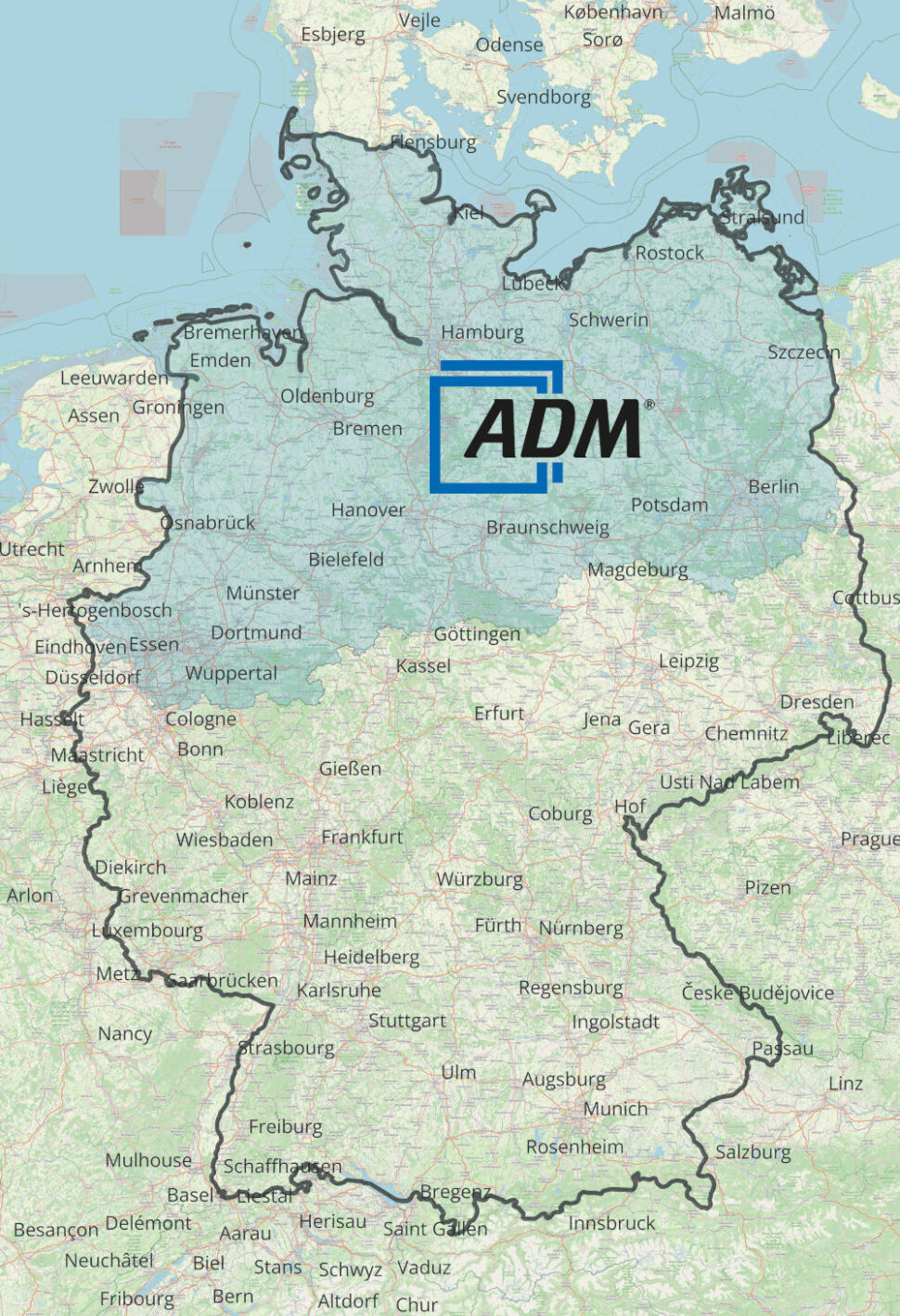 Liefergebiete Fertiggaragen ADM